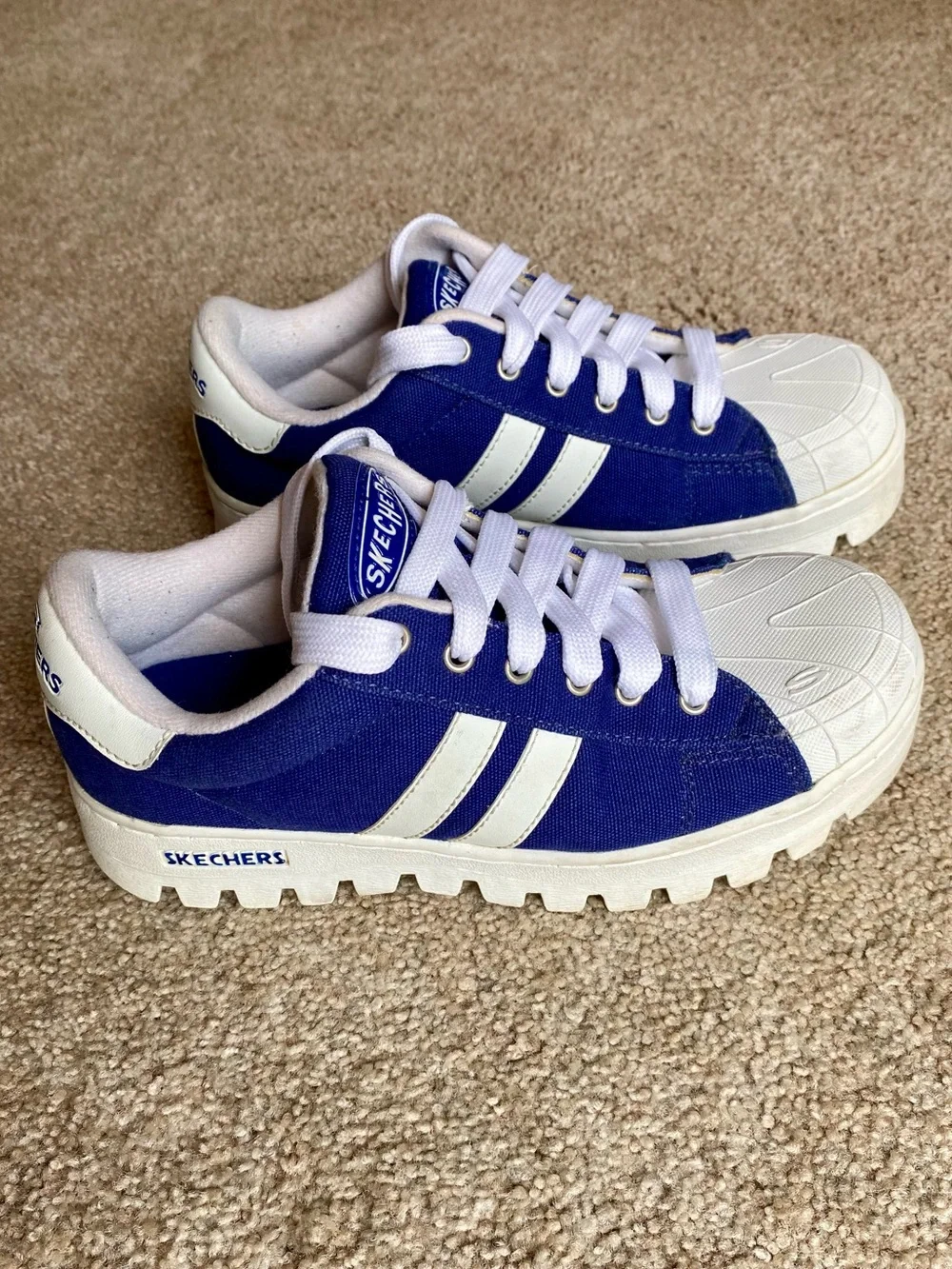 Vintage 90s Y2K Skechers 7979 Blue Berry Canvas Platform Sneakers
